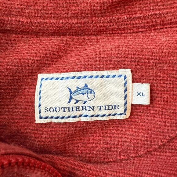 Southern Tide Men's 1/4 Zip Textured Knit Long Sleeve Sweater Coral Pink XL - Picture 3 of 7